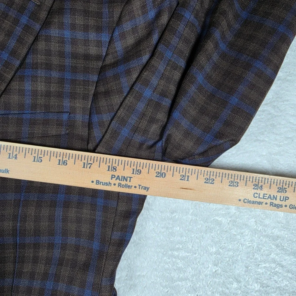 Hart Schaffner Marx Sport Coat Mens 38S Brown Blue Wool Plaid L/S Button up